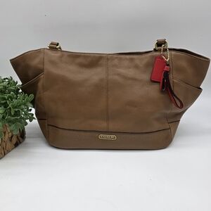 Coach Brown Leather Tote with Red Tag
